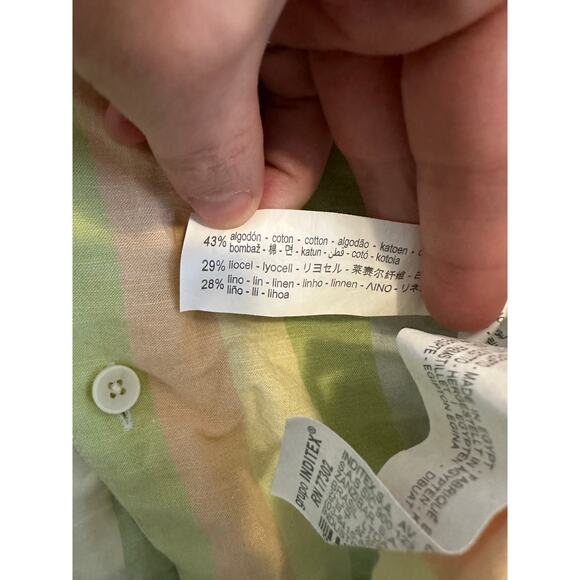 Zara Striped Camp‎ Shirt Pastel Button Up Short Sleeve Casual Top XL - Picture 4 of 7